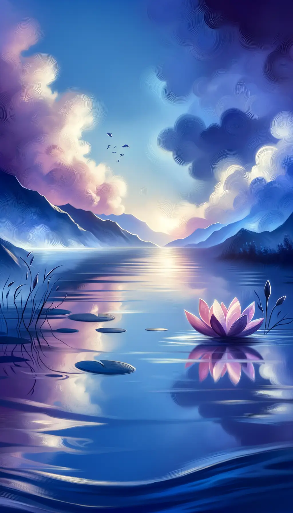 Whispers of Tranquility: Lotus Bloom in Lavender Ocean