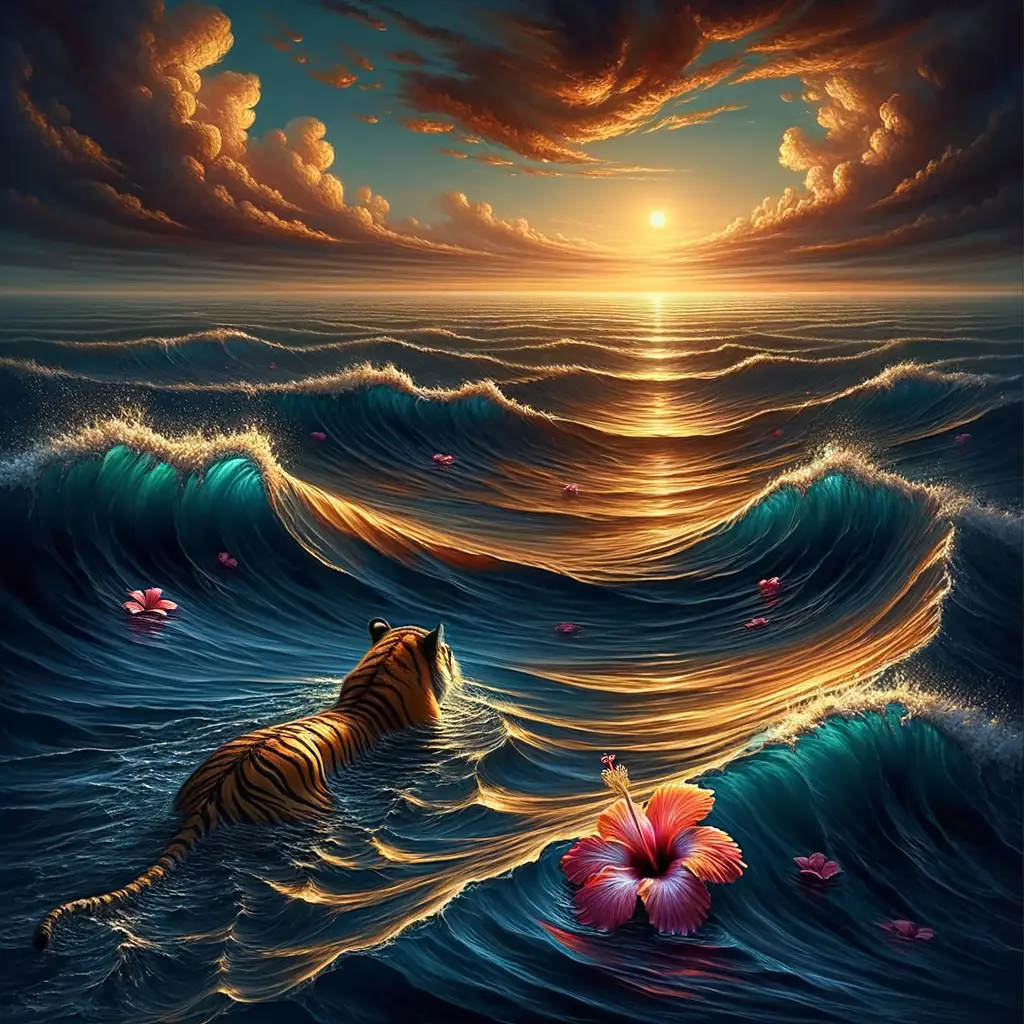 Silken Solace: Hibiscus Whispers on Anxious Seas