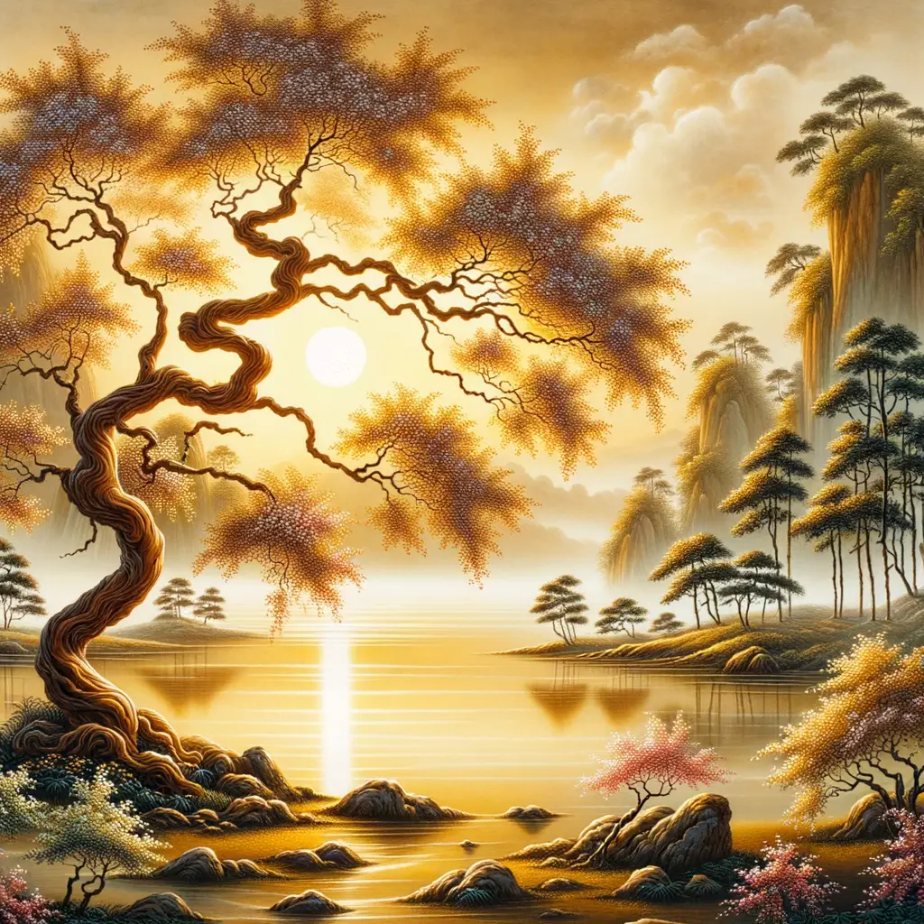 Whispers of Renewal: Blossoming Souls by the Golden Lake