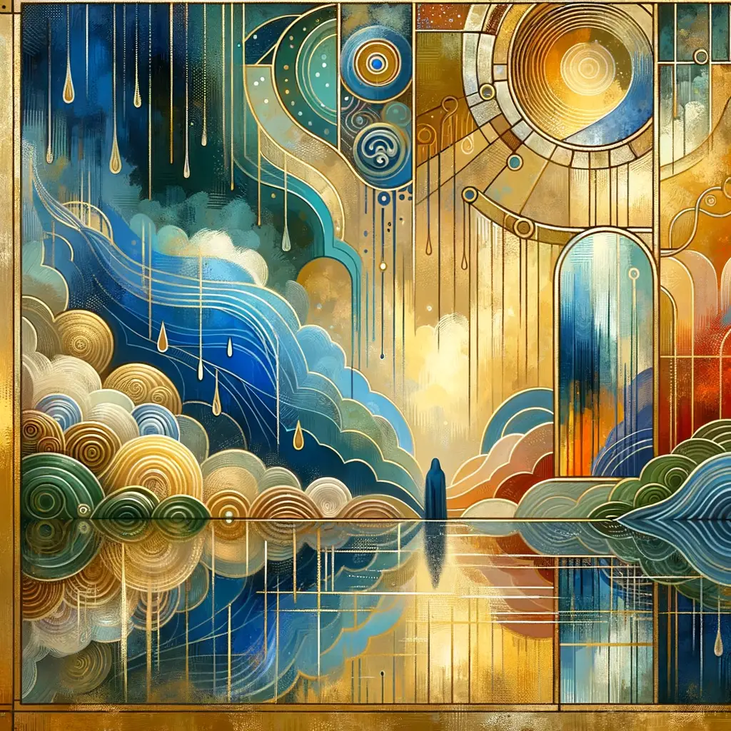 Waters of Reflection: Golden Serenity in the Quietude