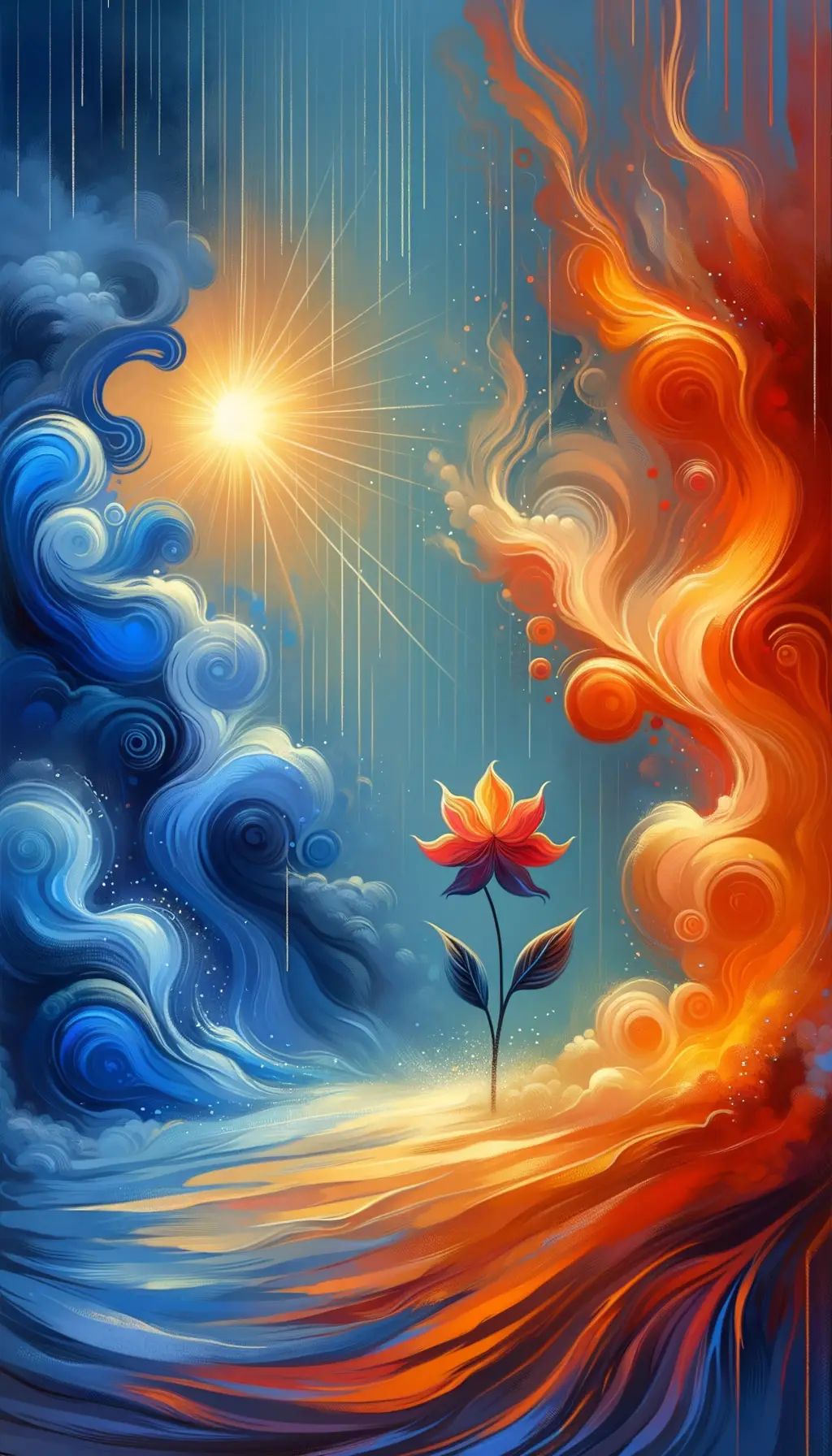 Flourish of Flames: A Therapeutic Symphony in Blue and Orange