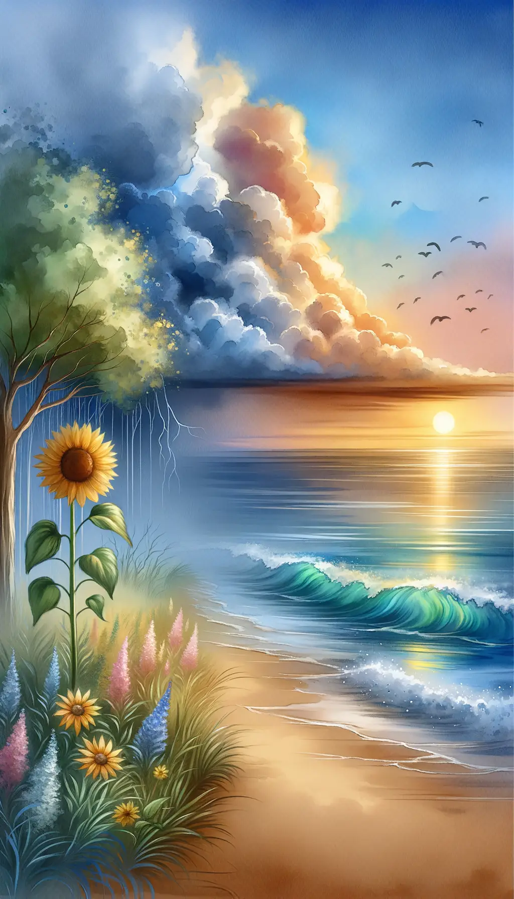 Sunflower's Resolve: Embracing Tranquility Through Turbulence