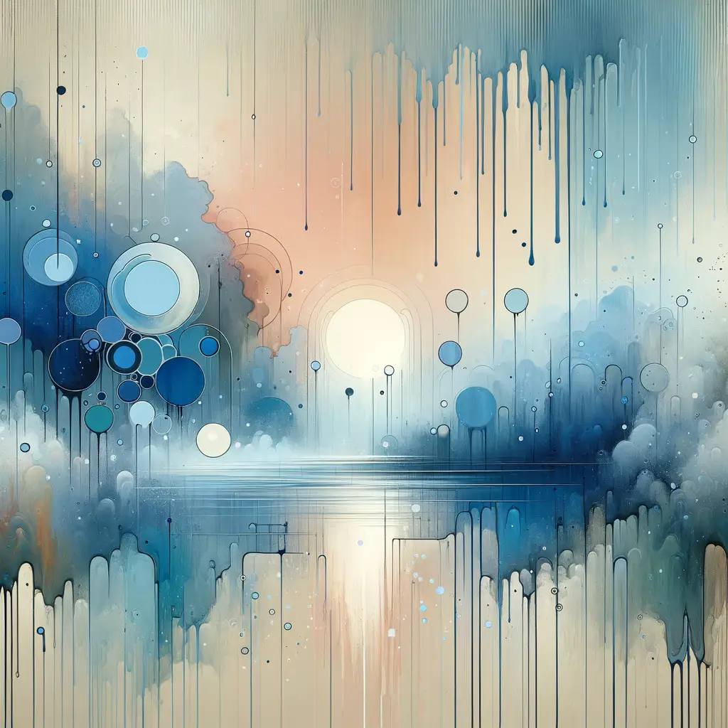 Whispers of Dawn: Rain Symphony in Blue Mist