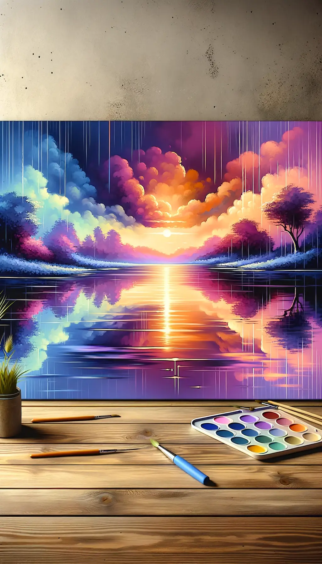 Soul's Resonance: Lavender Rain on Sunset Lake