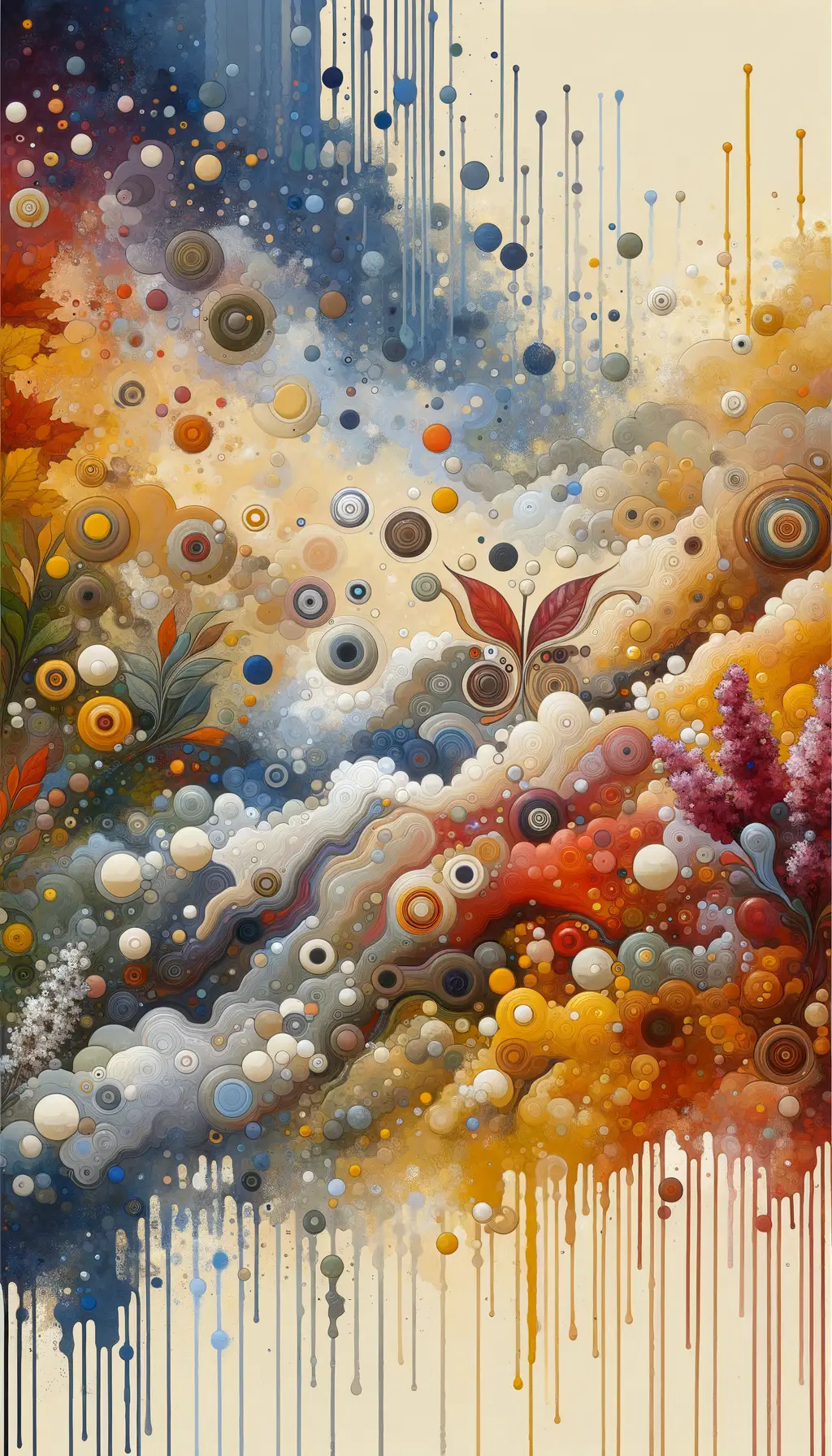 Whispers of Seasonal Serenity: Nature's Embrace in Abstract Drips