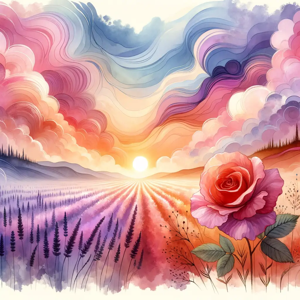 Blooms of Resilience: A Therapeutic Dance of Lavender and Sunset