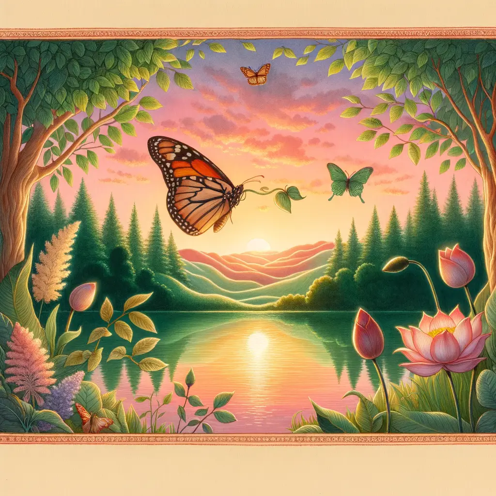 Sunset Reflections: Journey of the Butterfly's Transformation