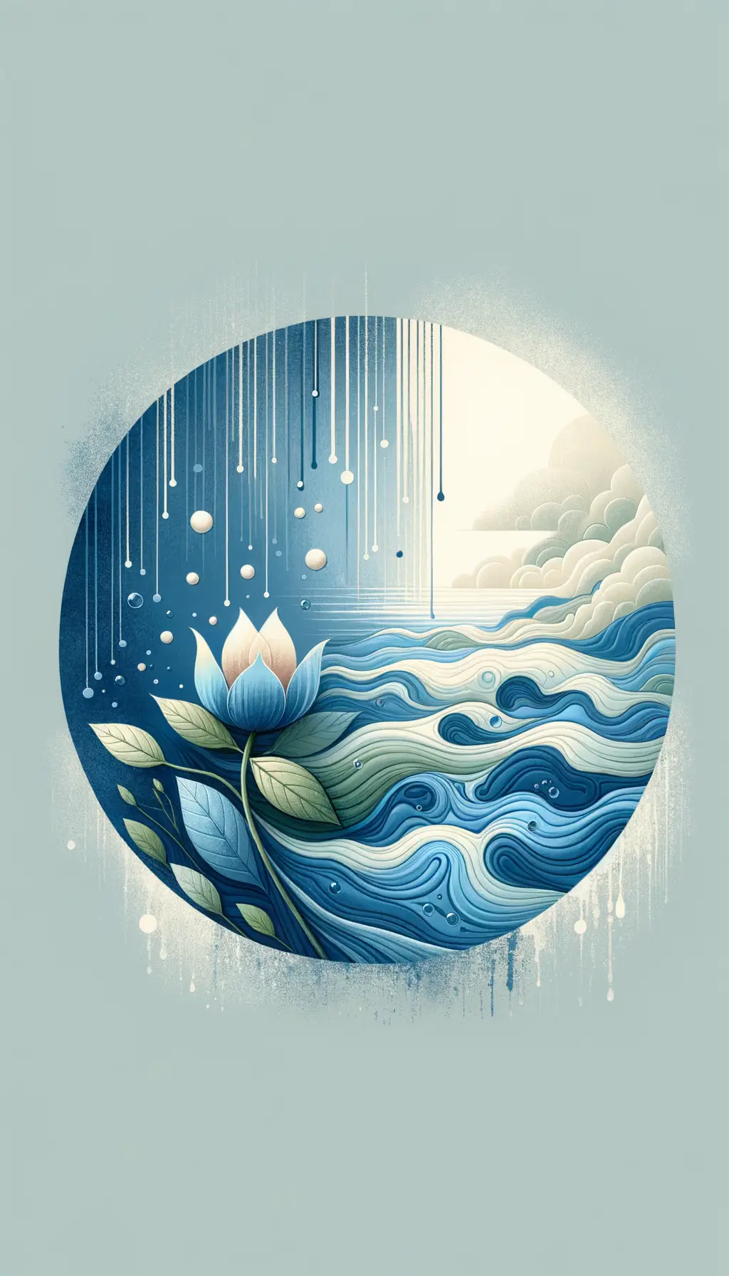 Cerulean Reverie: Blossom's Surrender to Rain's Embrace