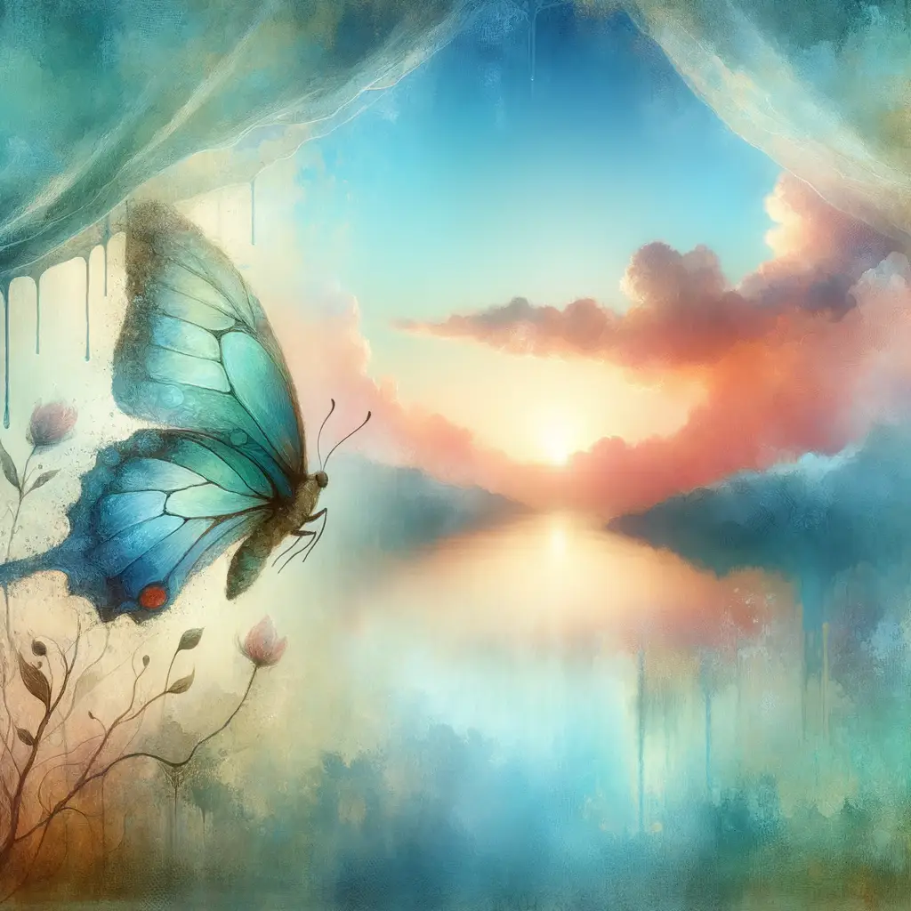 Metamorphosis of Hope: Dawn's Embrace in Tranquil Reflection