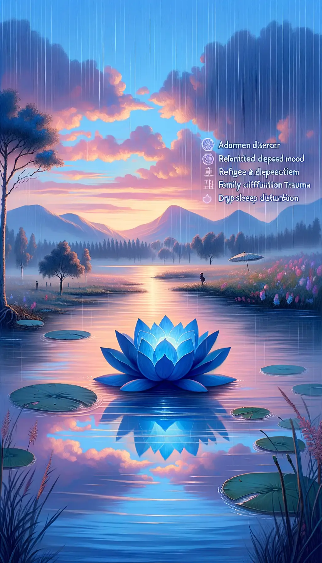 Lotus Rain: Embracing Shadows in the Tranquil Twilight