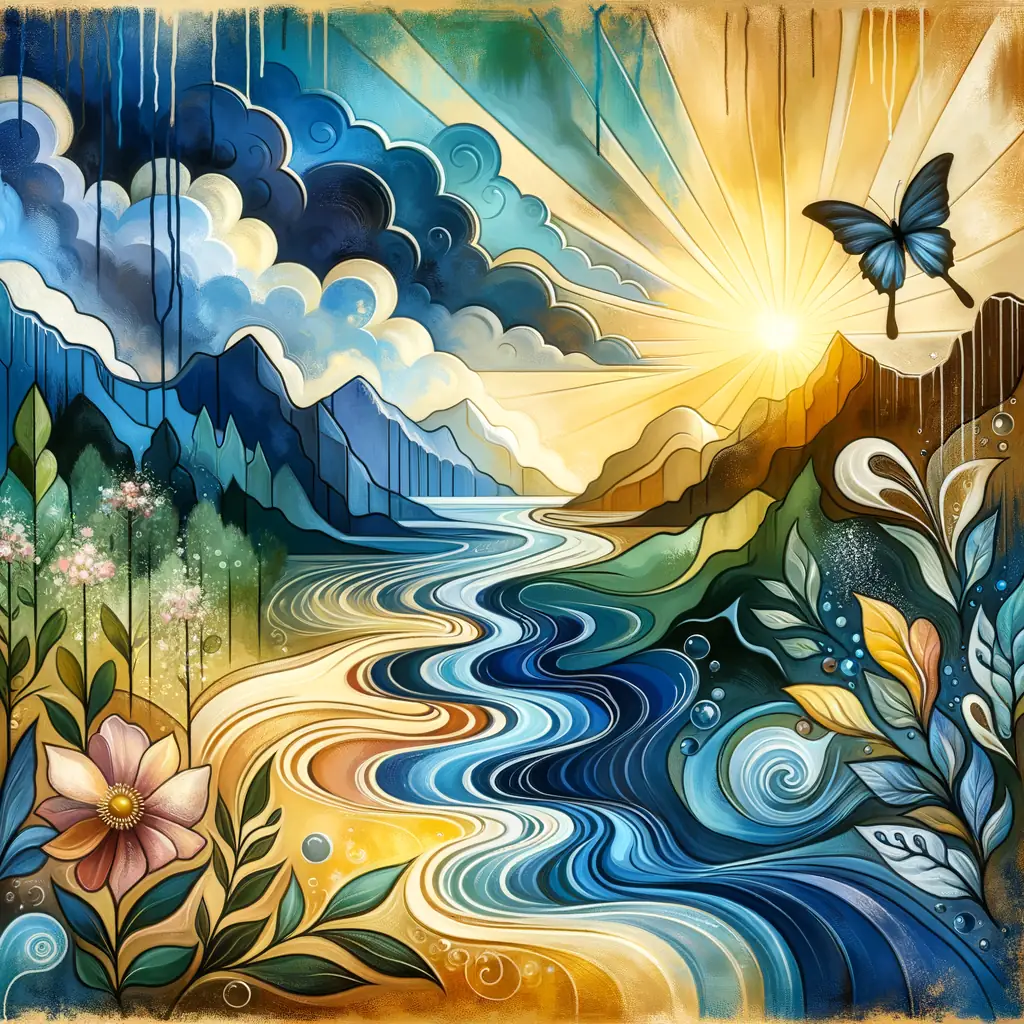 Whispers of Resilience: River of Change and Butterfly's Renewal