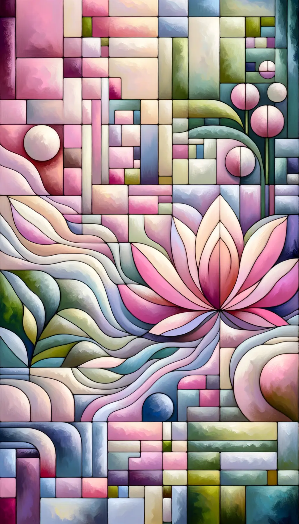 Whispers of the Lotus Bloom: Cubist Serenity