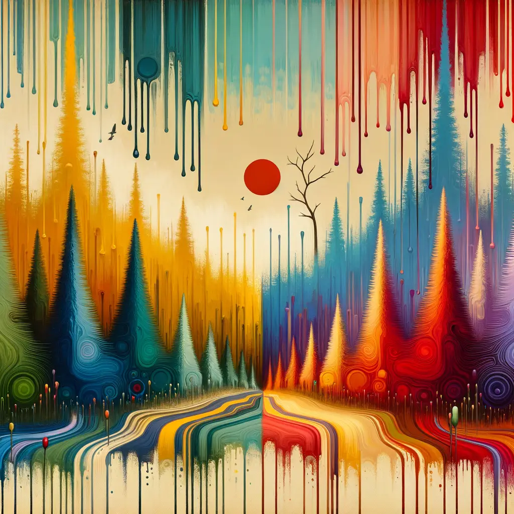 Whispers of Growth: Emotive Tapestry among Pine Tree Canopies