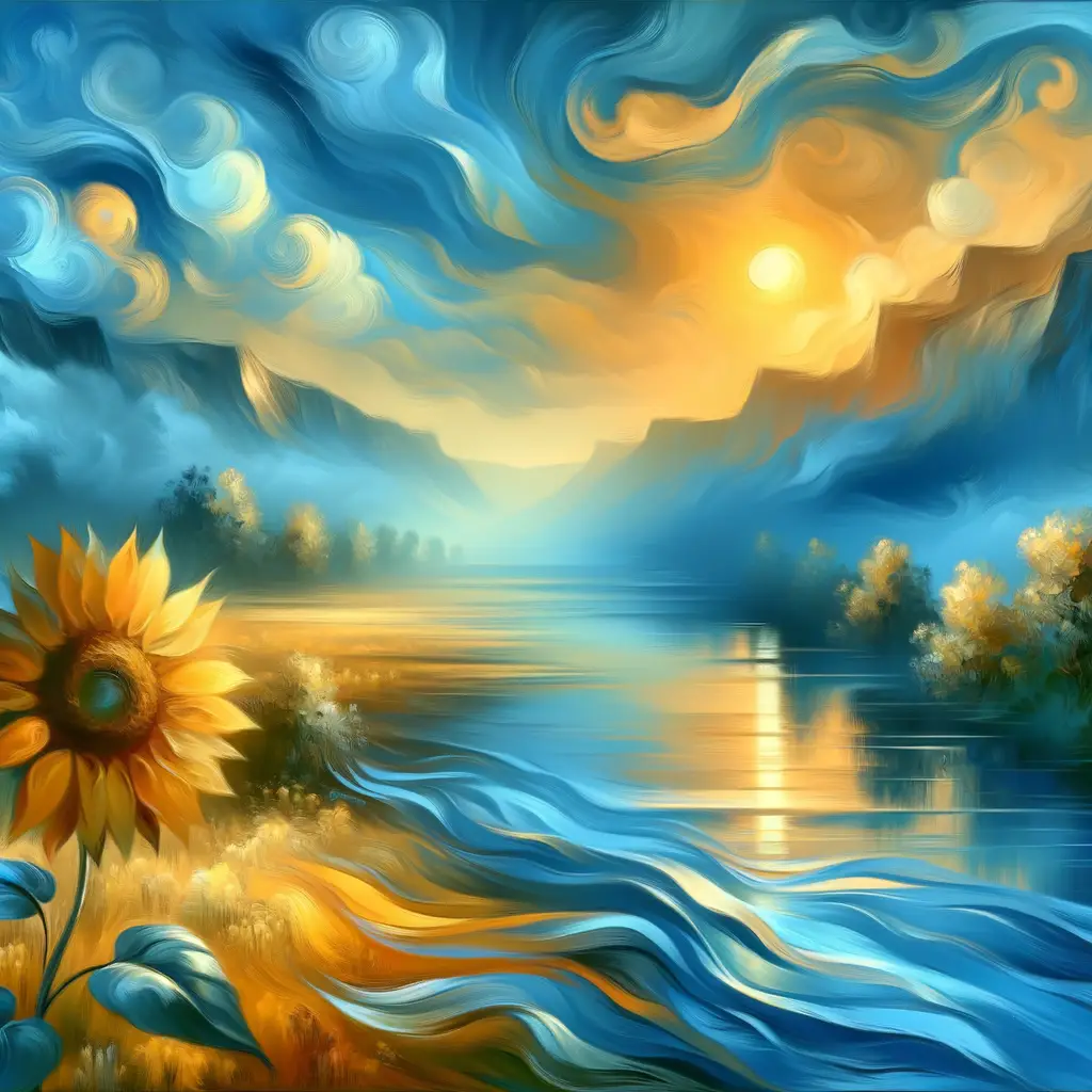Silent Conversations: Sunflower Symphony in Ocean Blue