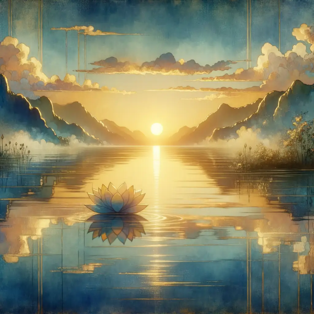 Lotus Resilience: Sunset's Embrace and Serene Reflections