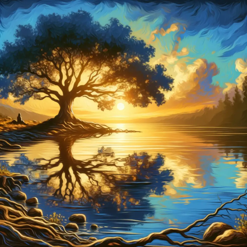 Whispers of Resilience: The Oak's Embrace at Dusk