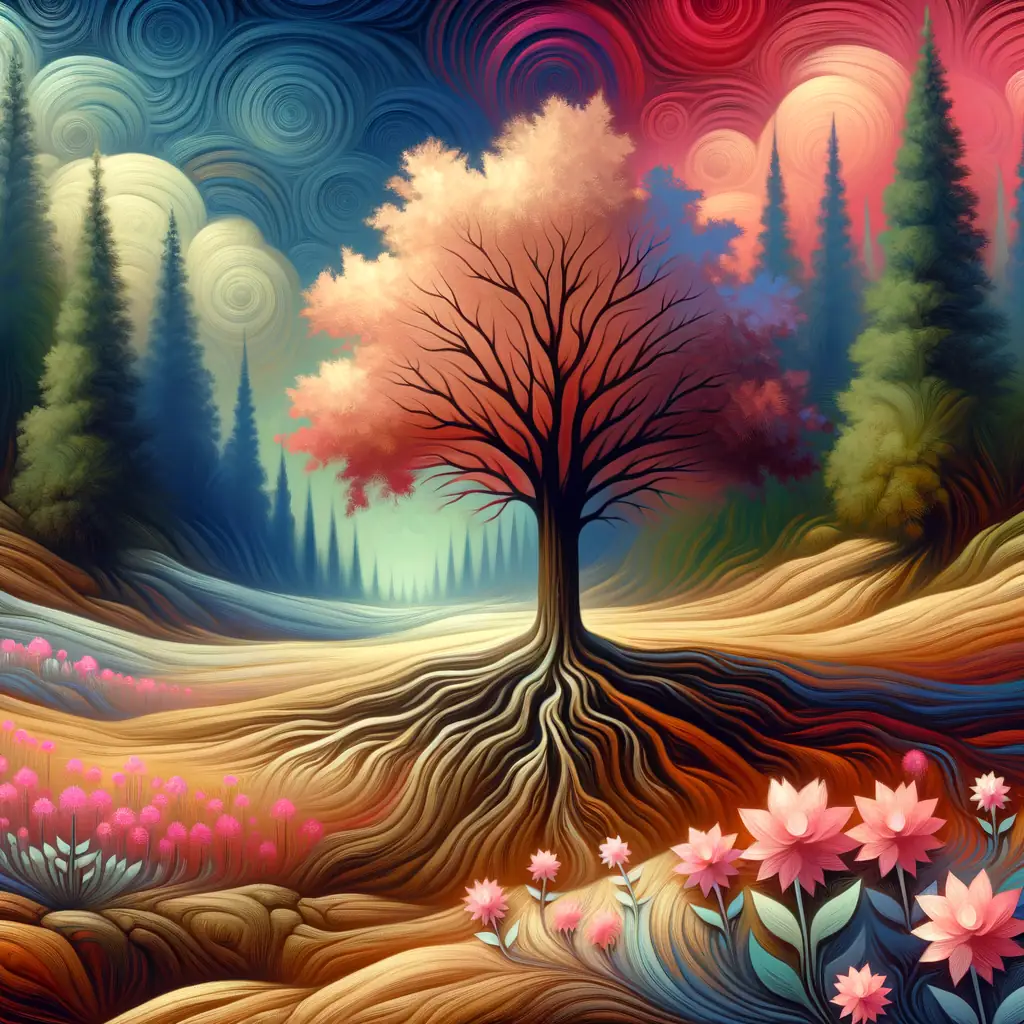 Whispers of the Oak: A Tranquil Symphony in Pink