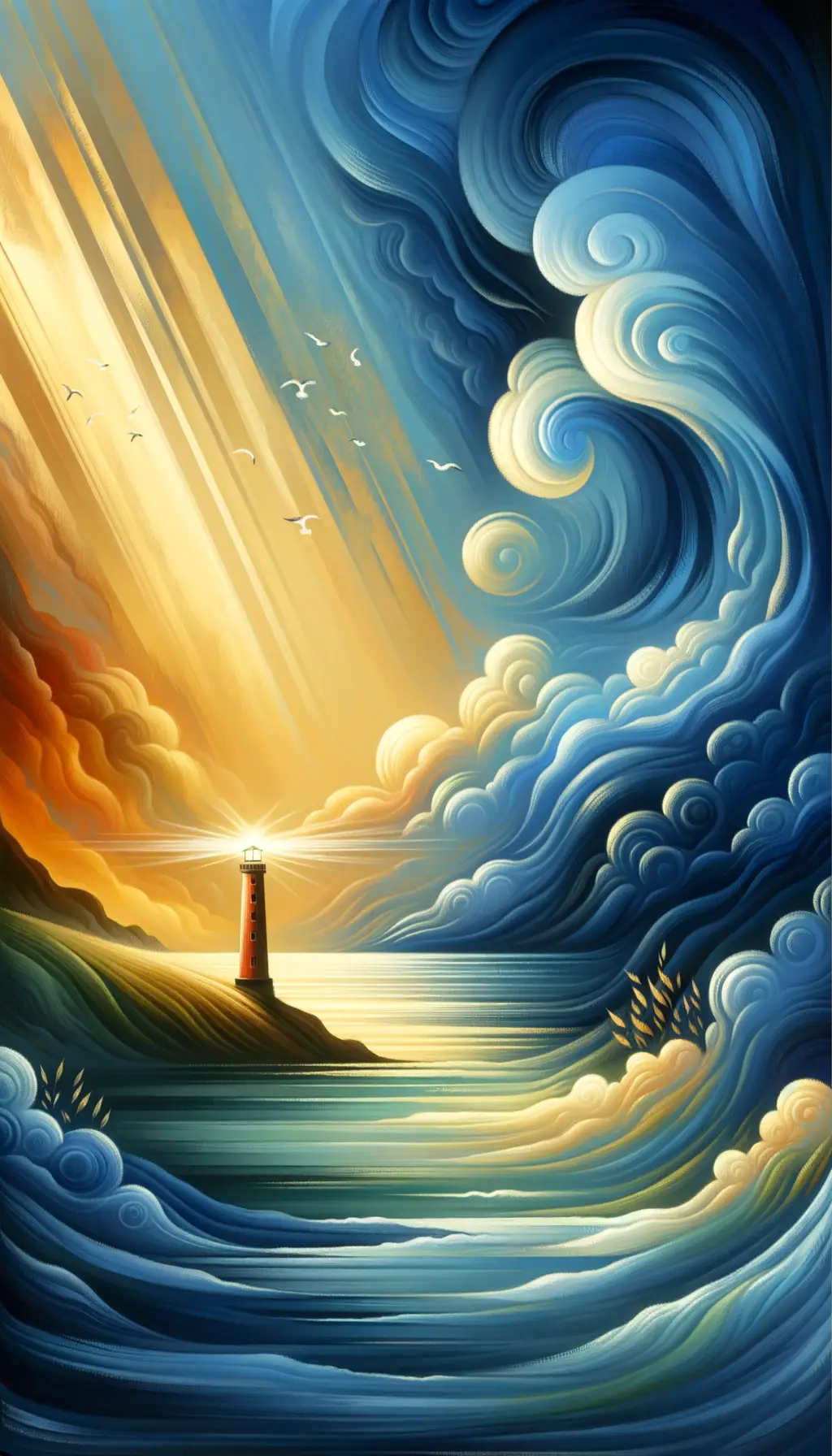 Ethereal Passage: Lighthouse of the Soul in Azure Tranquility