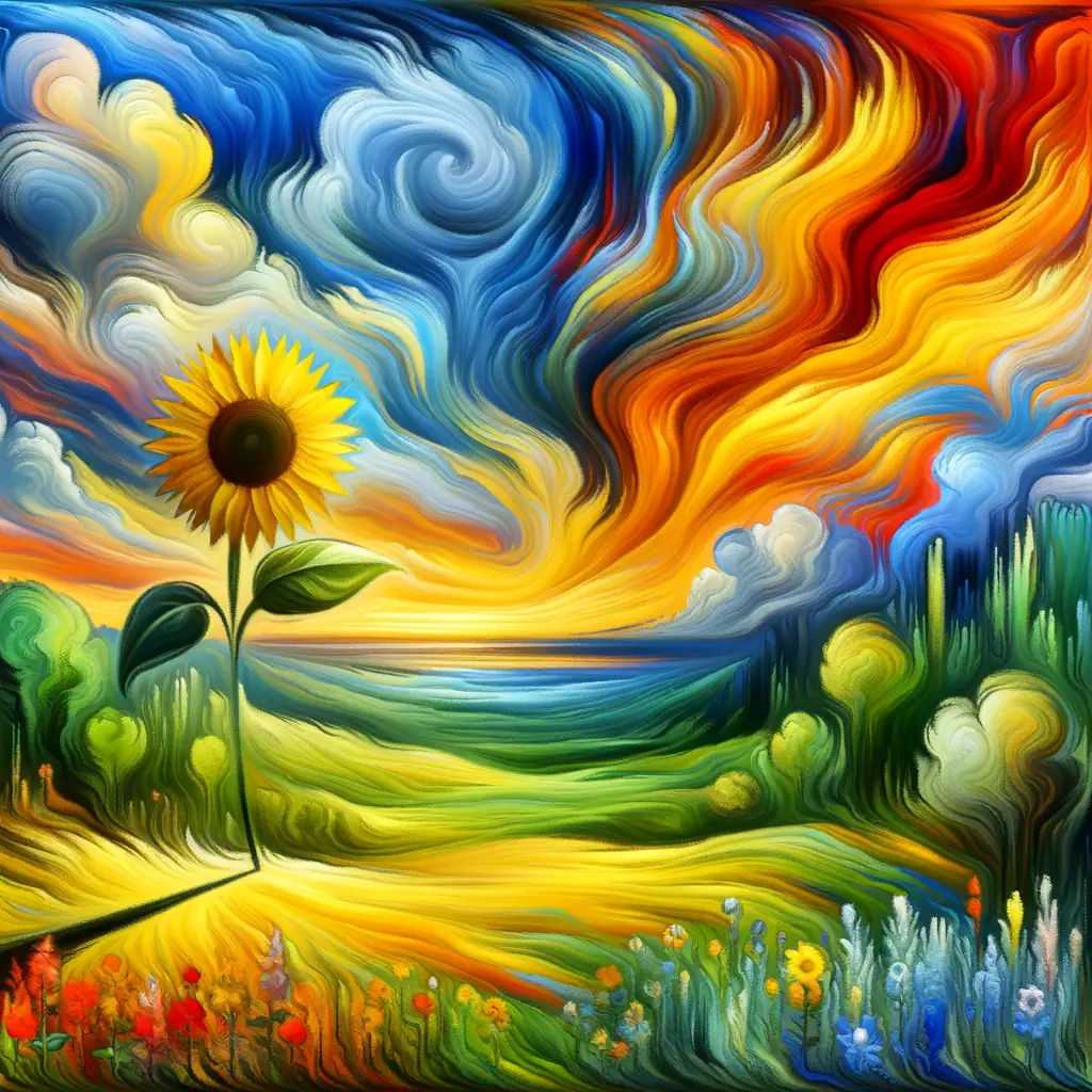 "Sunflower Reverie: Emotions Dance in Twilight's Glow"