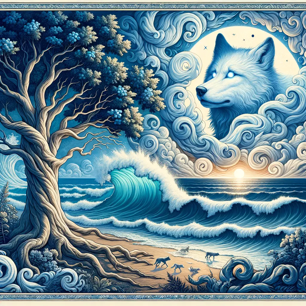 Whispers of the Moonlit Guardian: Eternal Seas in Rococo Embrace