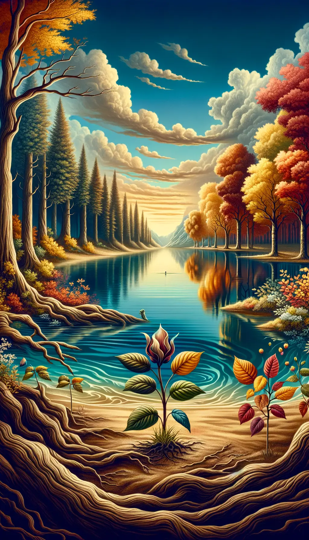Whispers of Renewal: Autumn's Embrace at Cerulean Lake
