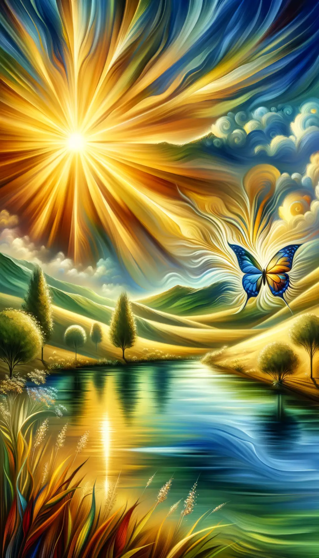 Whispers of Renewal: A Butterfly's Dance Beneath the Golden Sun