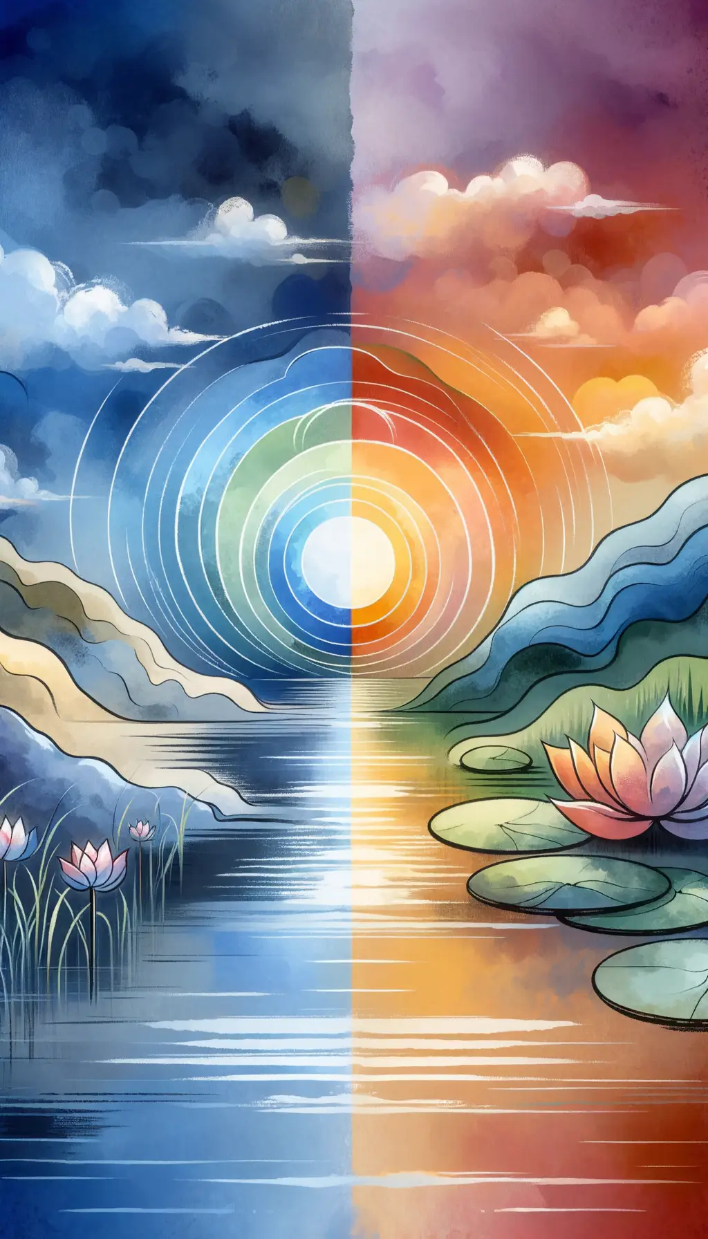 Serenity's Revelations: Lotus Blooms in Therapy's Ink Wash