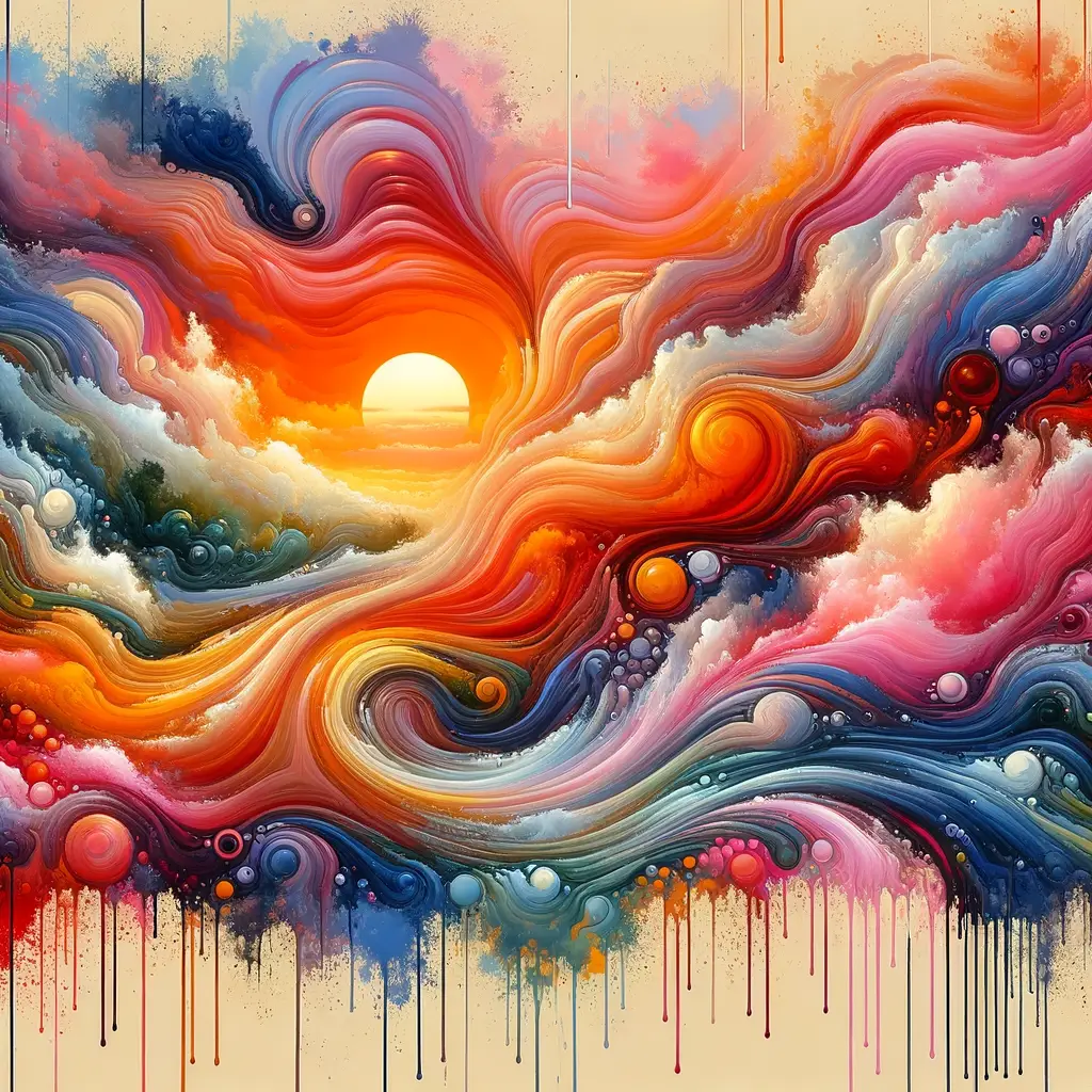 Sunset Whispers: A River of Emotions in Paint