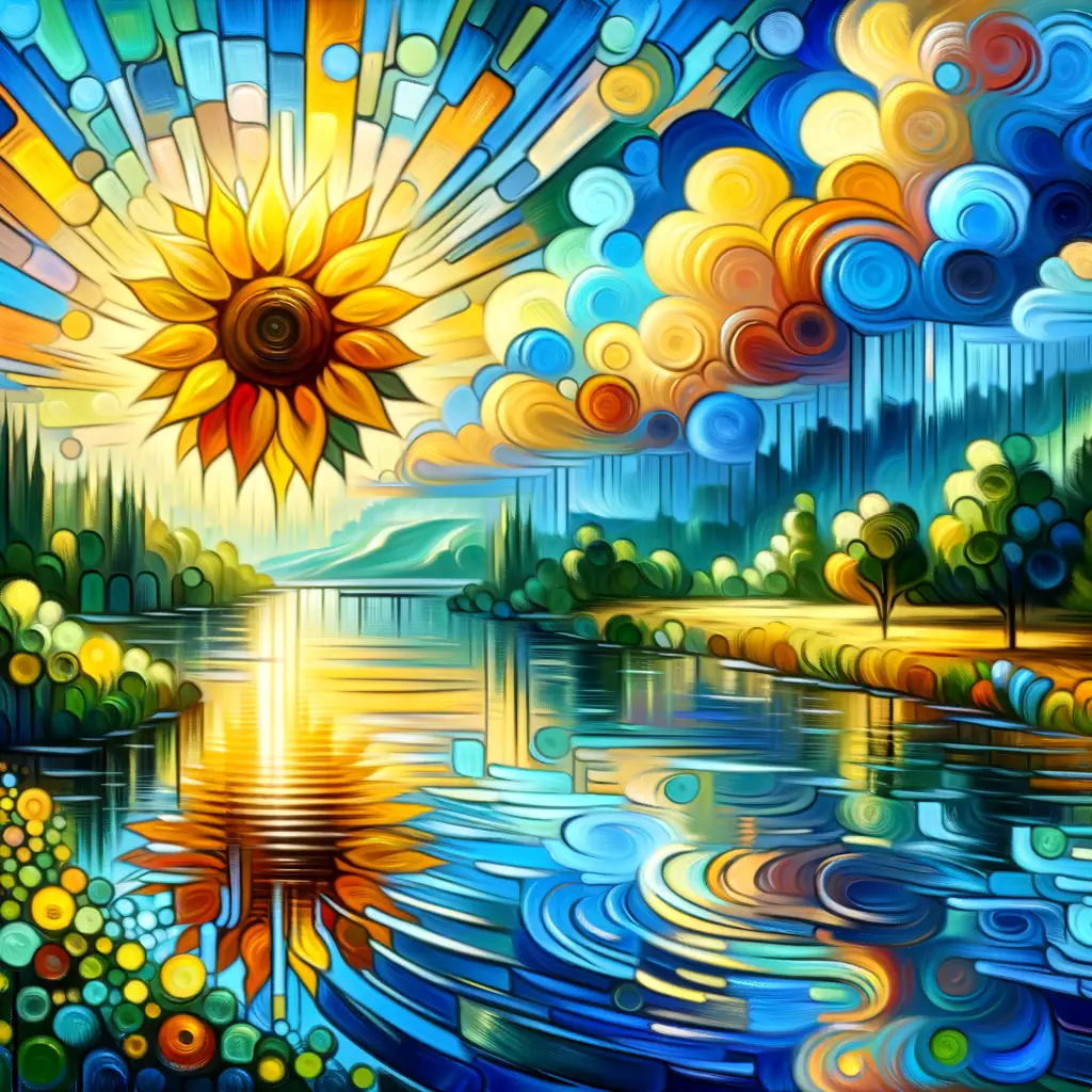 Solace's Kaleidoscope: Whispered Skies and Verdant Reflections