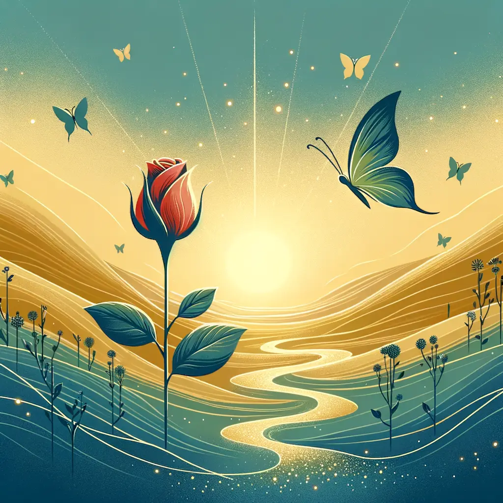 Whispers of Transformation: A Rose's Song in Meadow Light