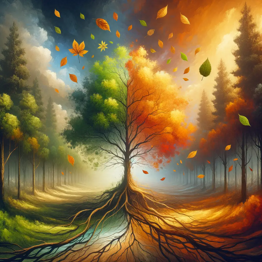Whispers of Renewal: Autumn's Embrace, Spring's Triumph