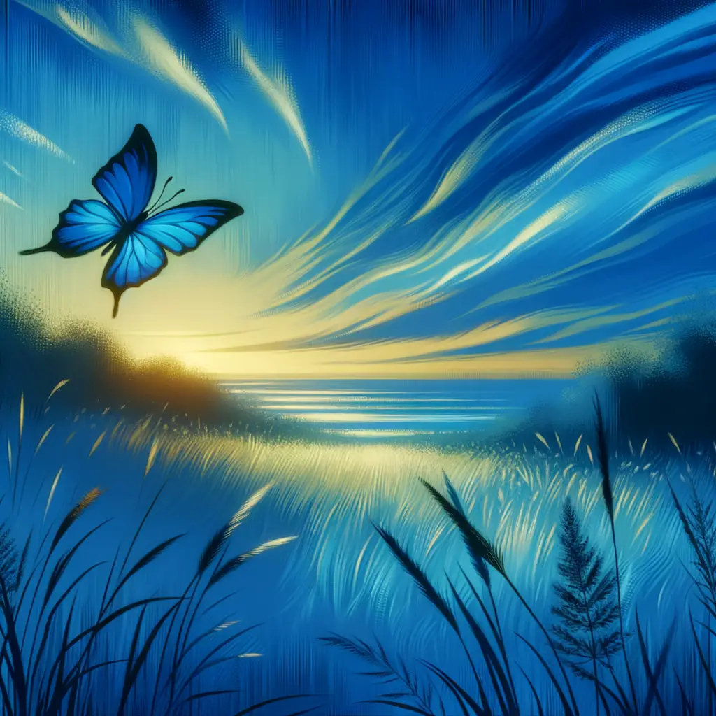 Whispers of Resilience: Meadow's Embrace in Ocean Blue