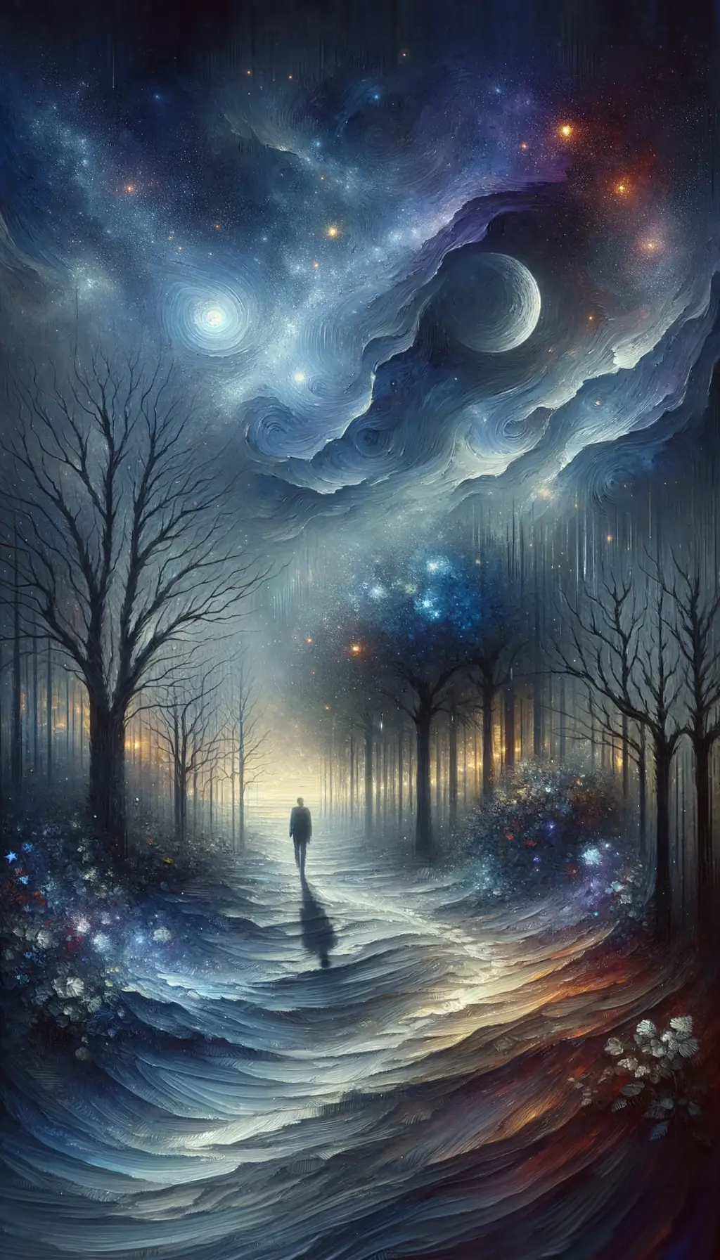 Moonlit Reverie: Echoes of Inner Struggle in a Forest of Emotion