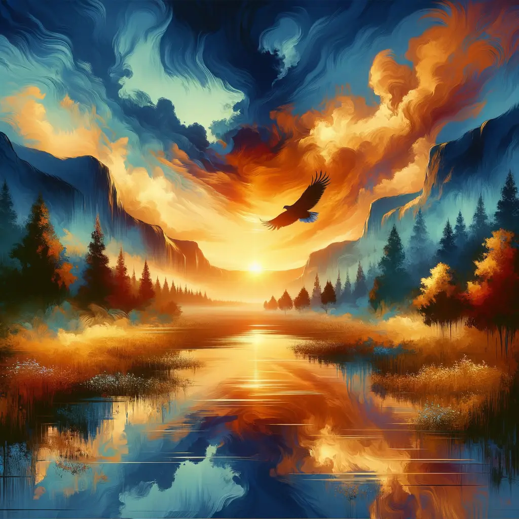 Eagle's Serenity: Golden Journey of Heart and Horizon