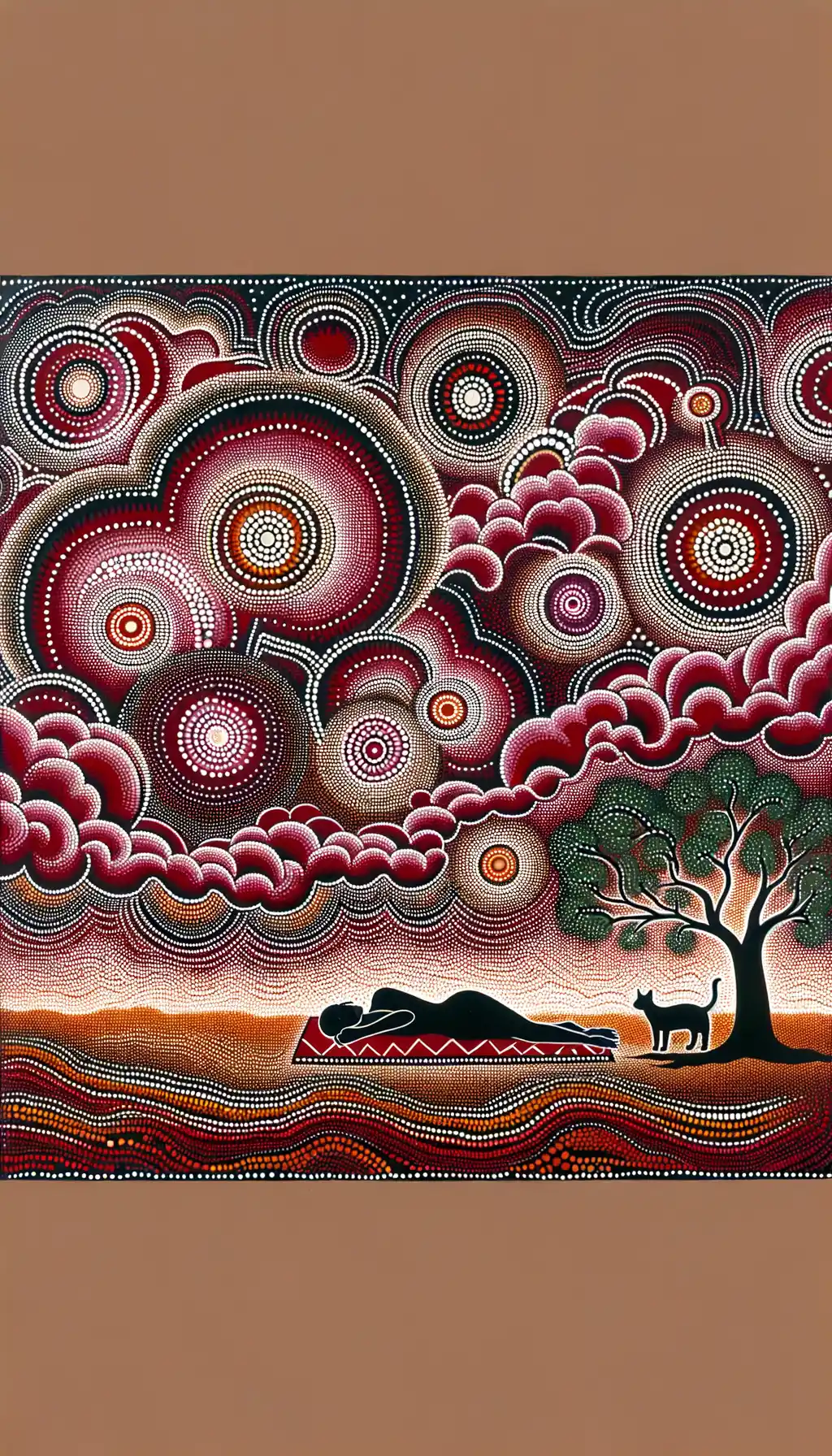 Whispers of Crimson Clouds: Tranquil Reflections Beneath a Silent Canopy