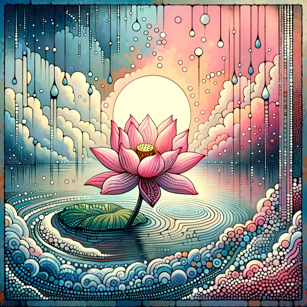 Resilient Bloom: Echoes of Healing Amidst Falling Rain