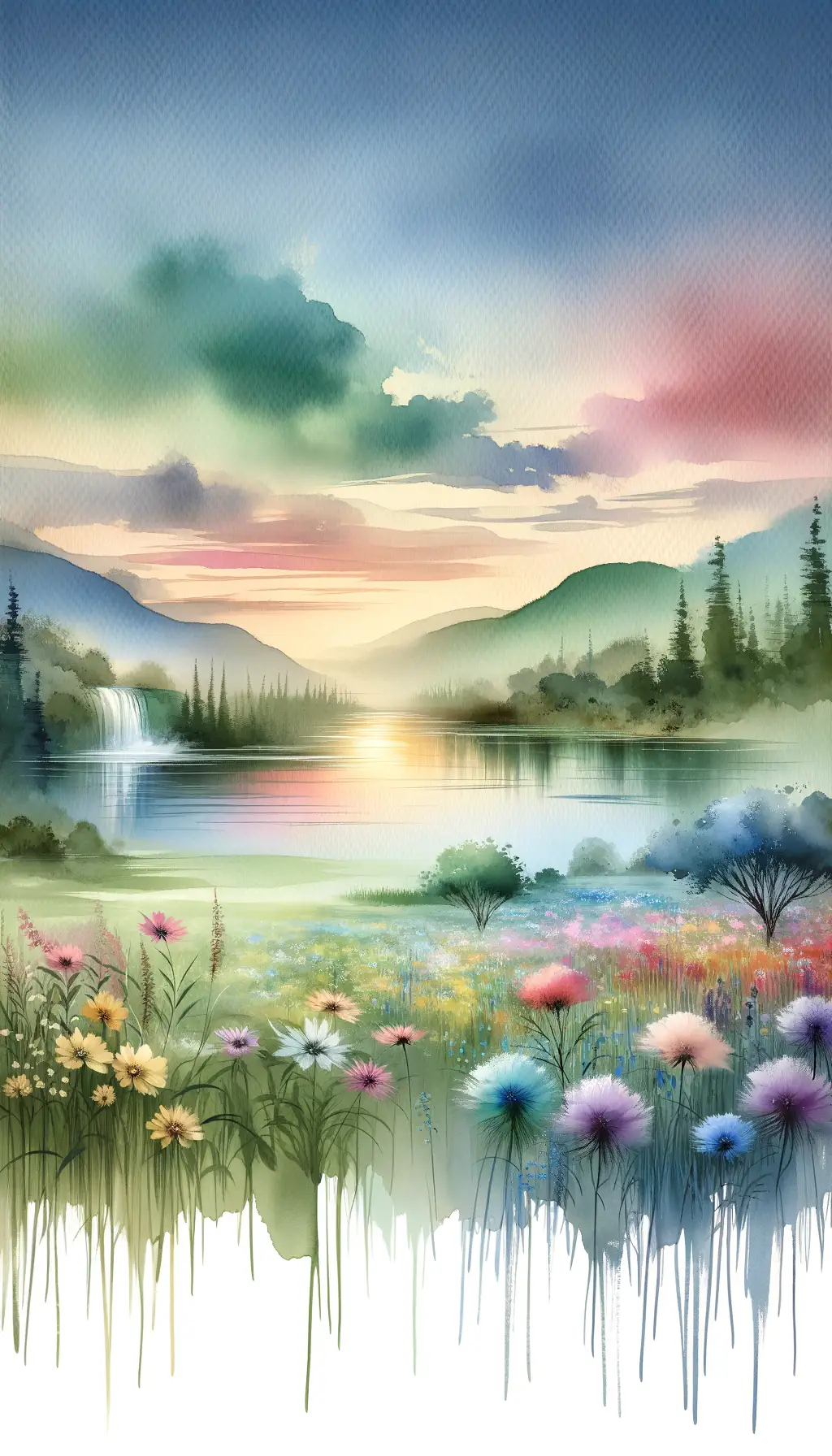 Whispers of Sunset: Ethereal Harmony in Ink Wash