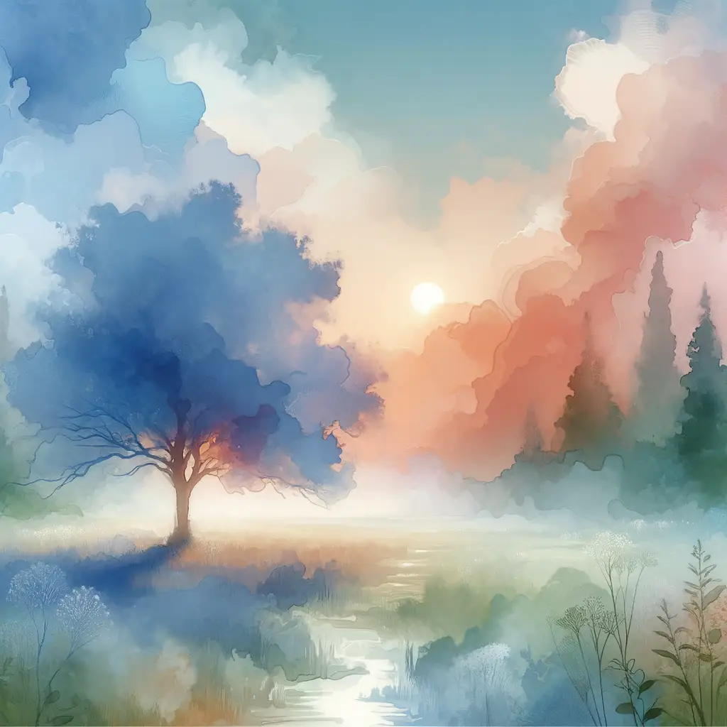 Whispers of the Heart: Tranquil Melodies Through Watercolor