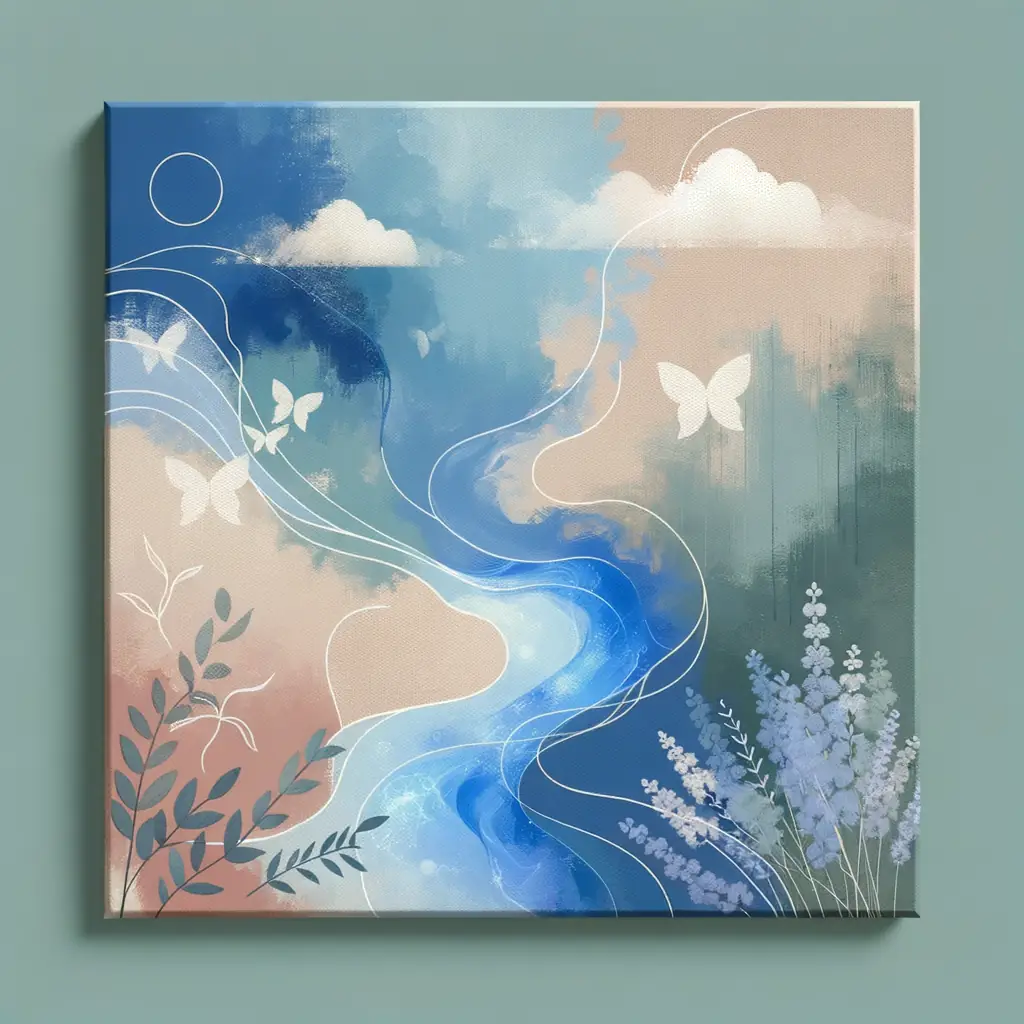 Whispers of Lavender: A Gentle Flow in Sky Blue