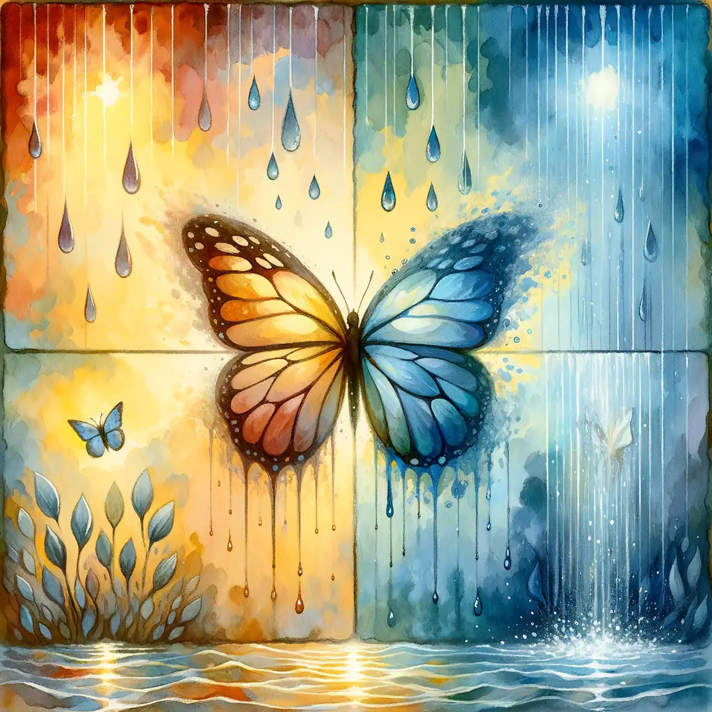 Metamorphosis of Clarity: Rain's Renewal in Tranquil Hues