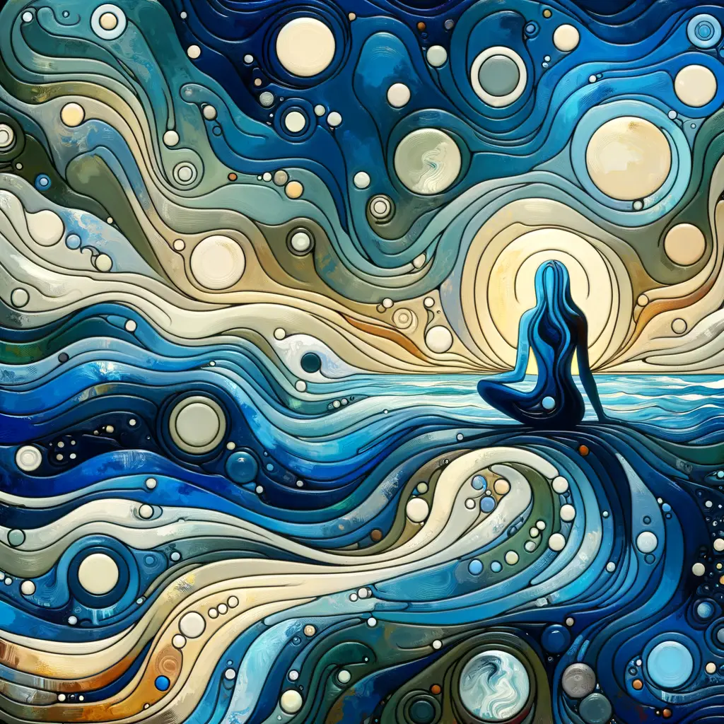 Whispers of Deep Blue Serenity: A Therapy Session's Embrace