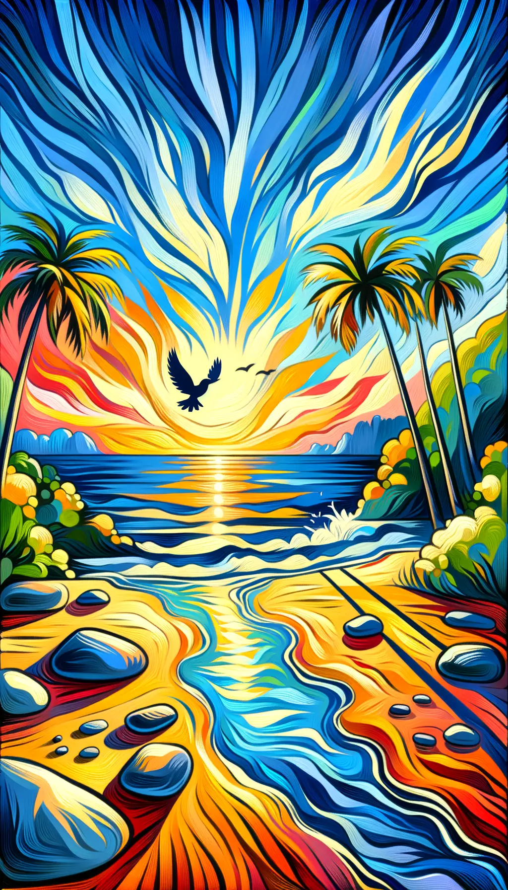 Whispers of Azure Serenity: Tranquil Oasis Above Anxious Waves
