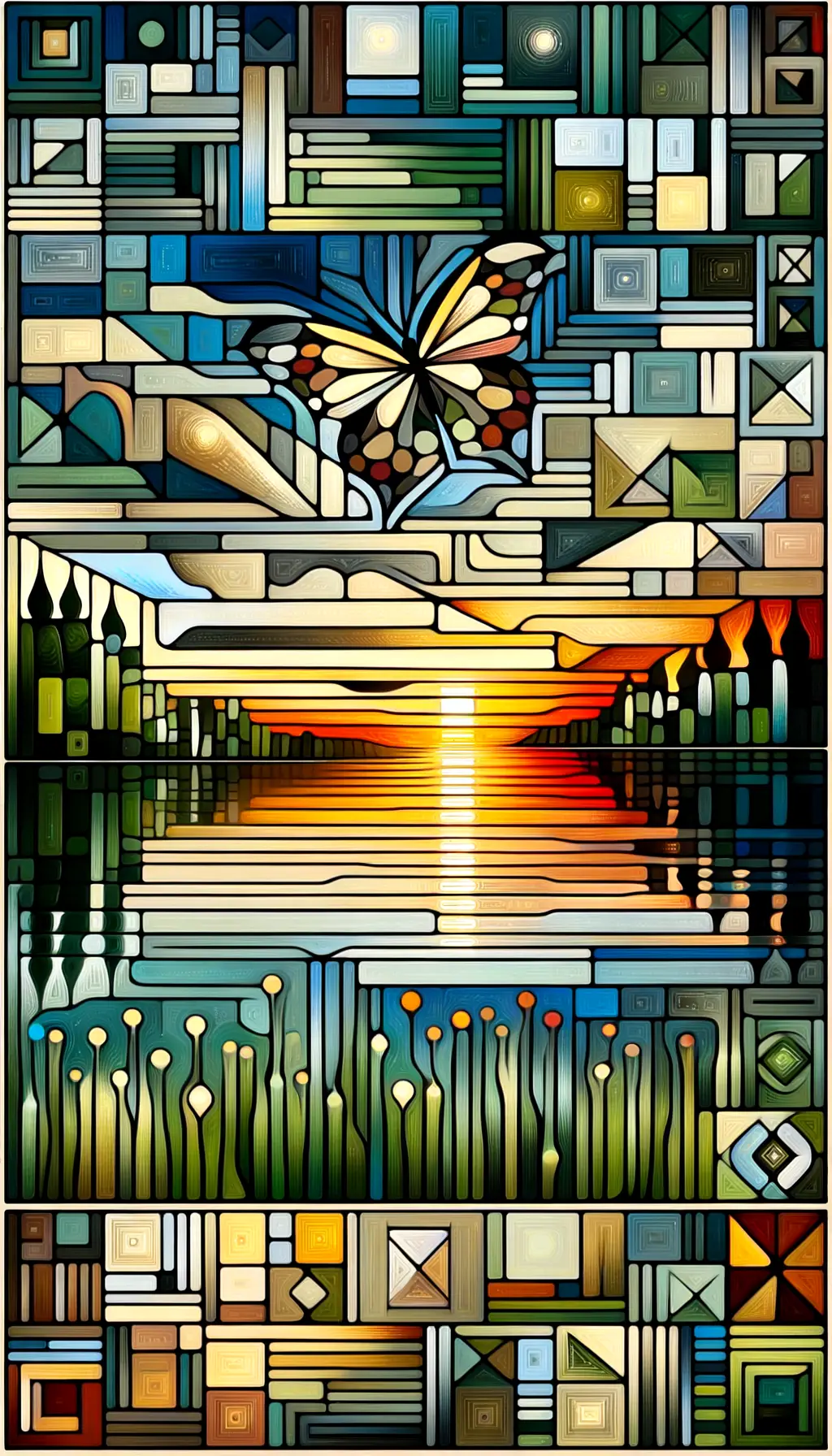 Whispers of Transformation: Sunset Geometry Reflecting Peace