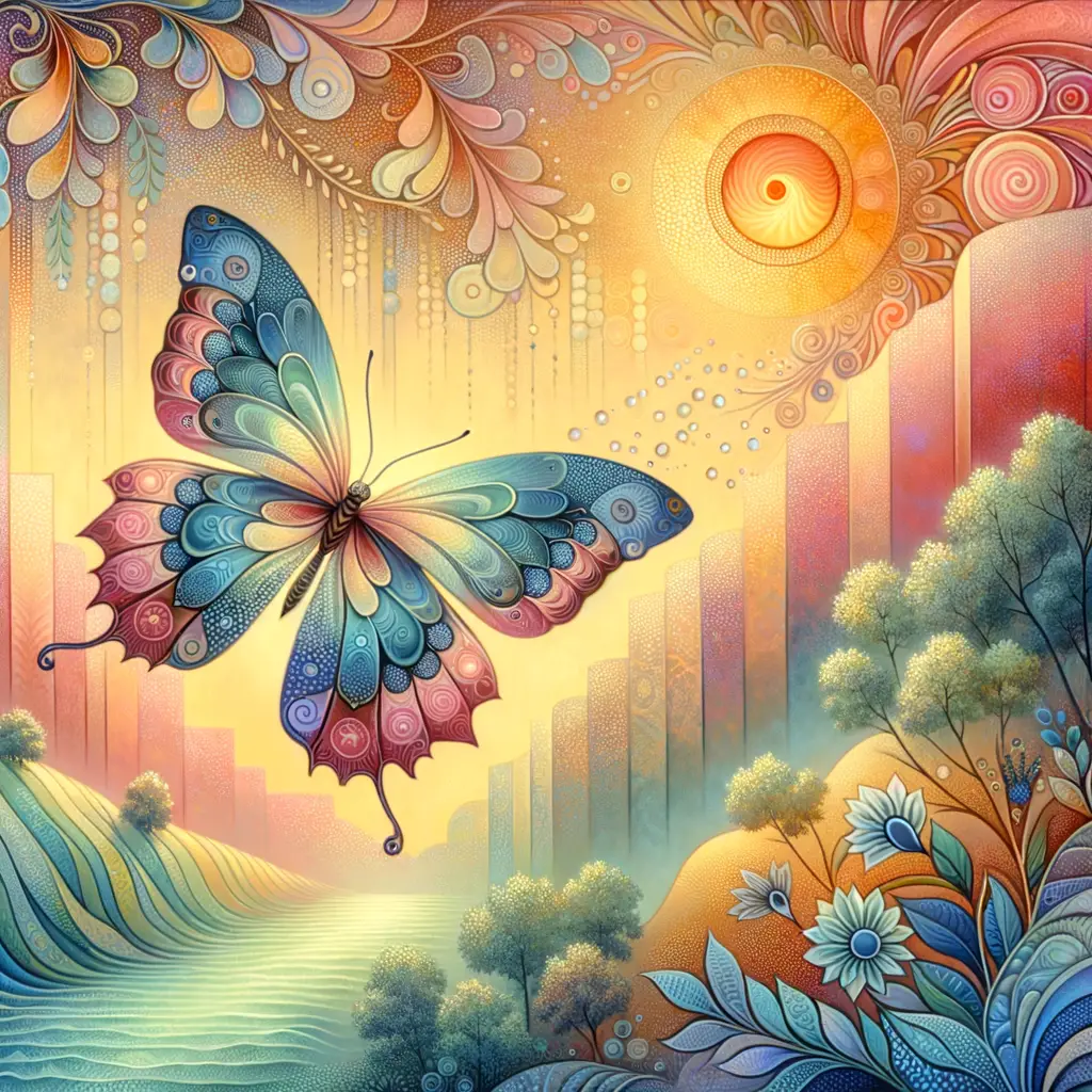 Whispers of Resilience: A Butterfly's Dance in Tranquil Reverie