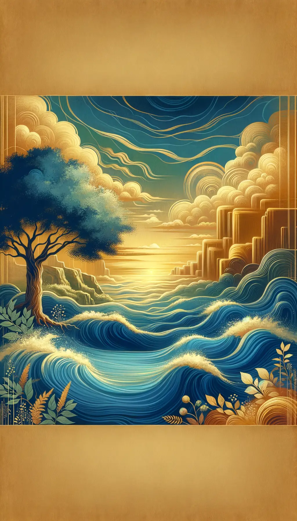 Luminous Haven: Echoes of Strength Beneath the Oak by the Ocean