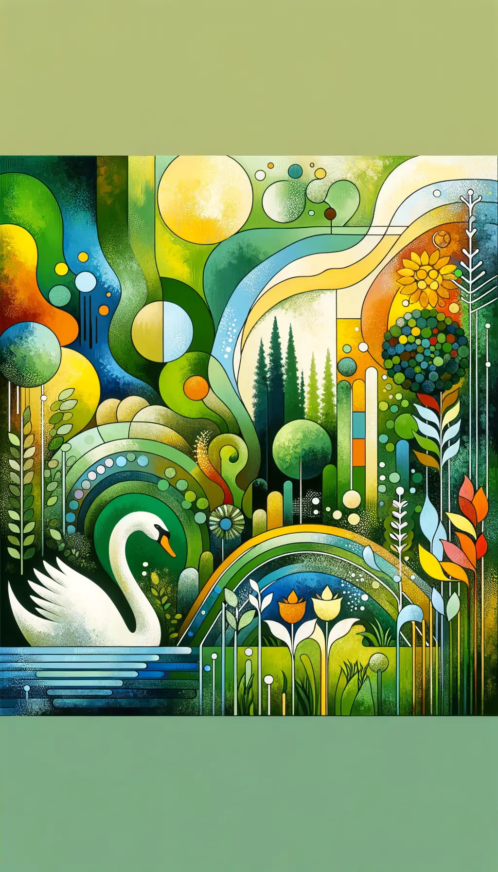 Echoes of Solace: A Swan's Reverie in a Verdant Haven