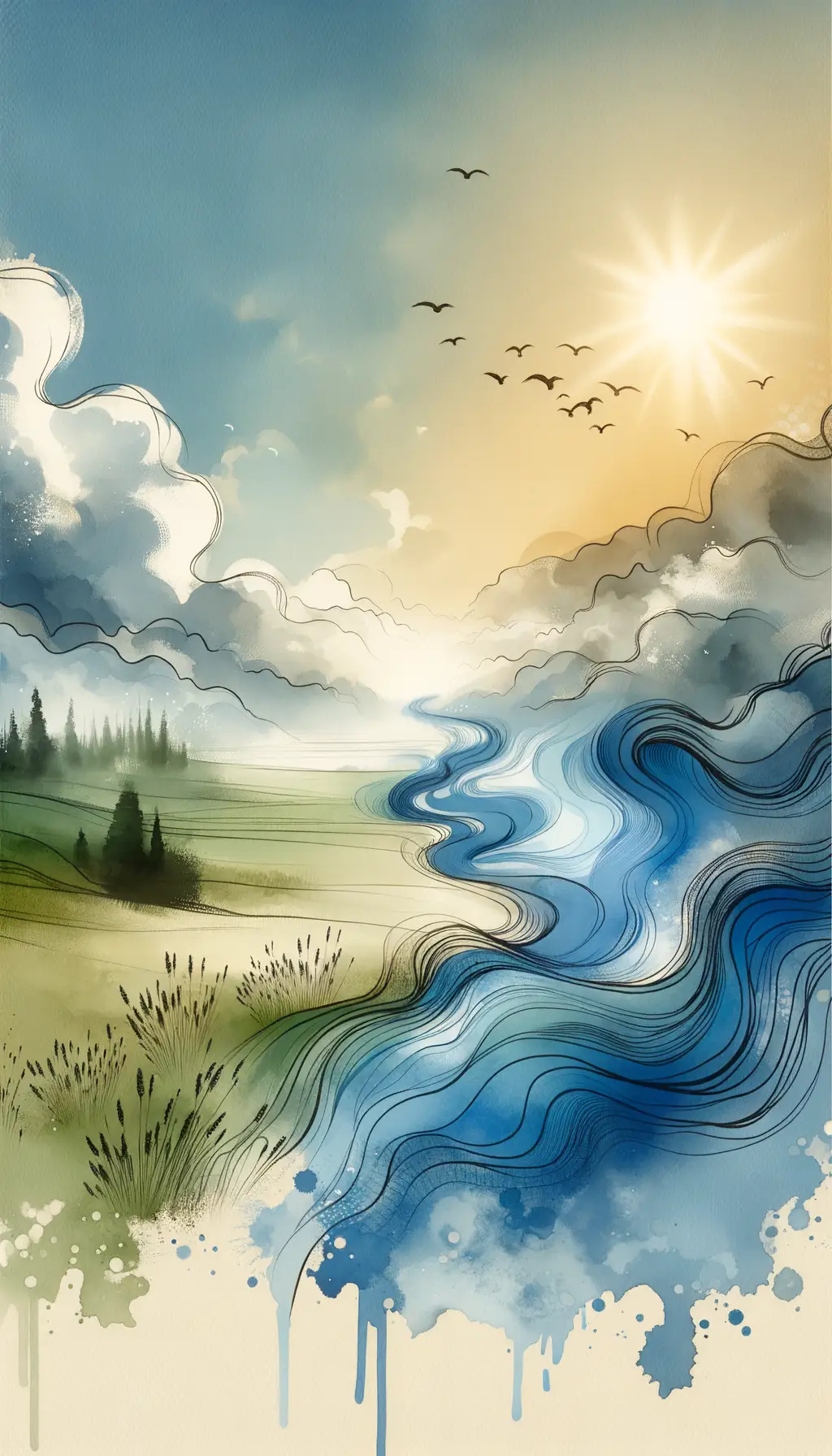 Ink Wash Symphony: Whispers of Radiant Serenity