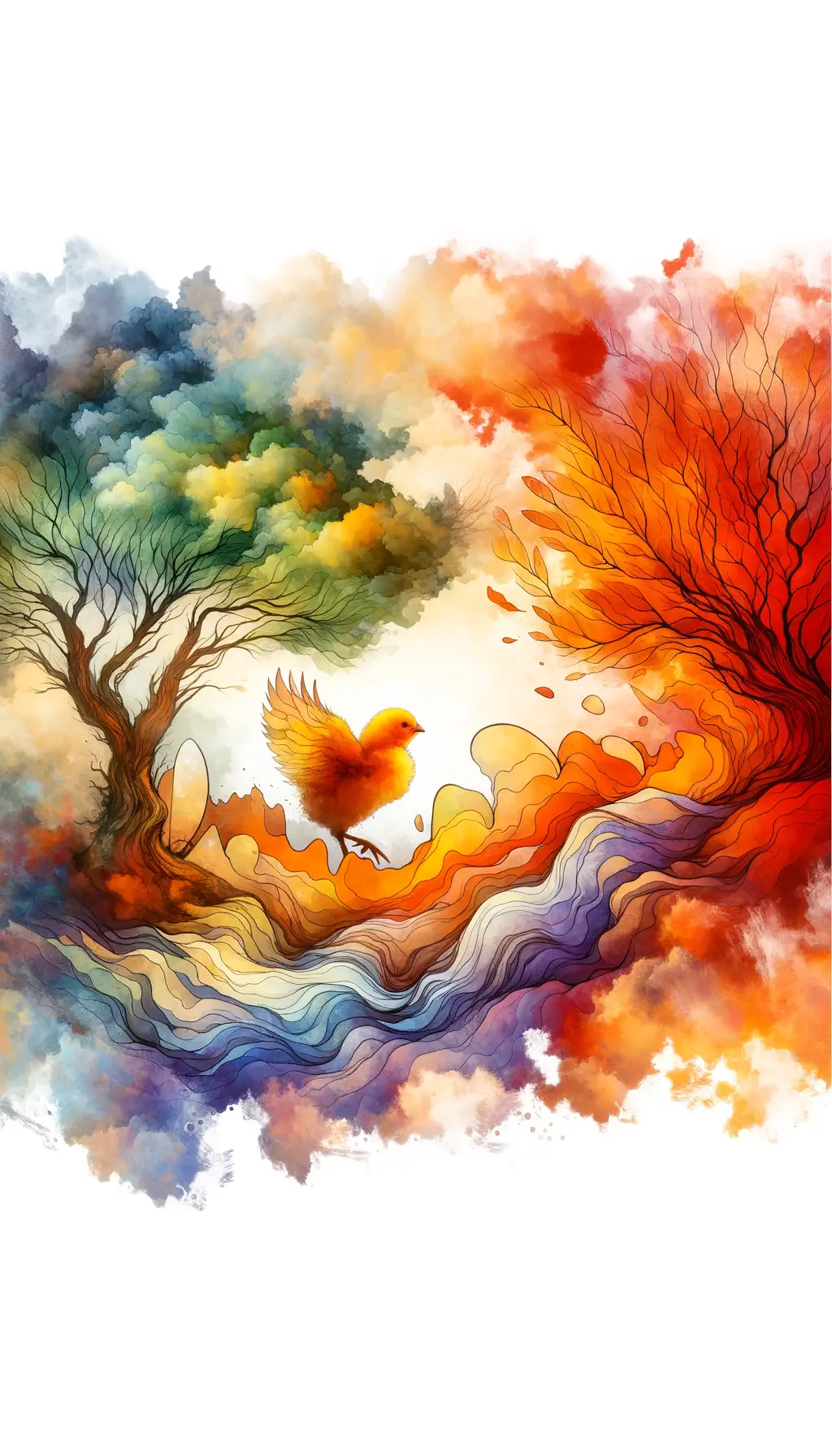 Embers of Renewal: A Soul's Watercolor Journey