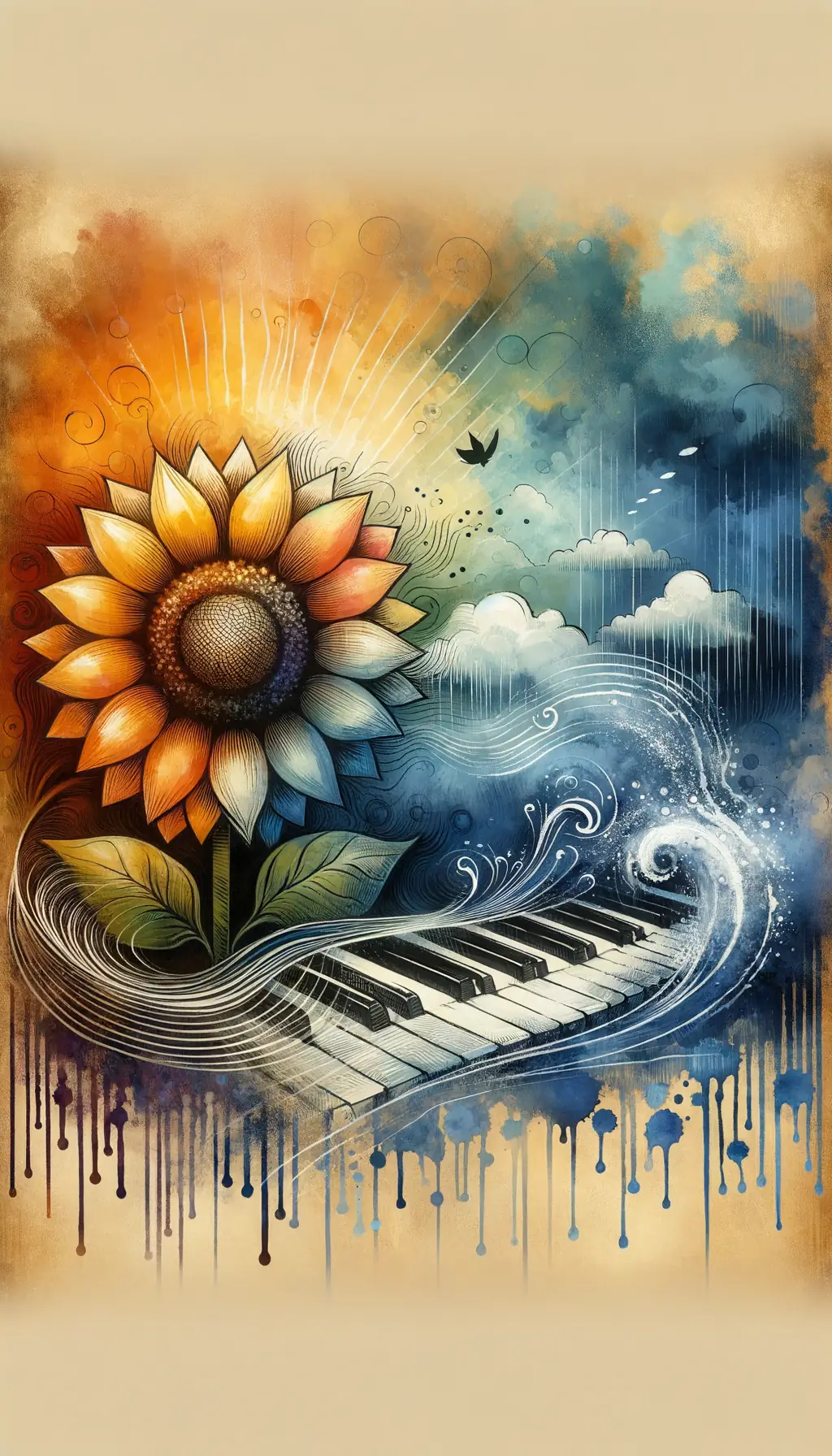Whispers of Resilience: Sunlit Melodies in Ink