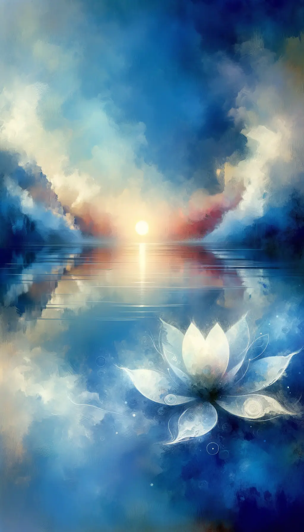 Whispers of Bloomed Tranquility: Sunset's Embrace Over Still Waters